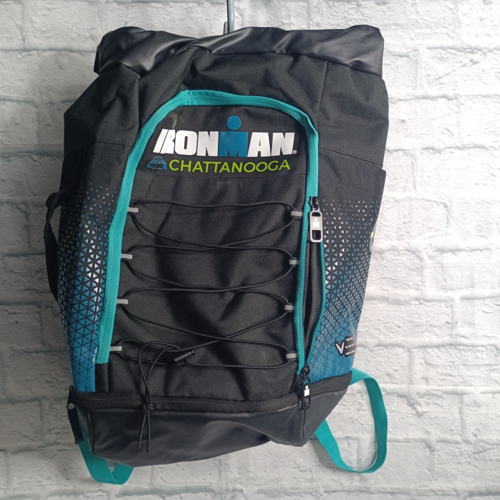 Ironman Chattanooga Triathlon Gear Bag 10 Years 2014-2024 Black Teal Backpack s9